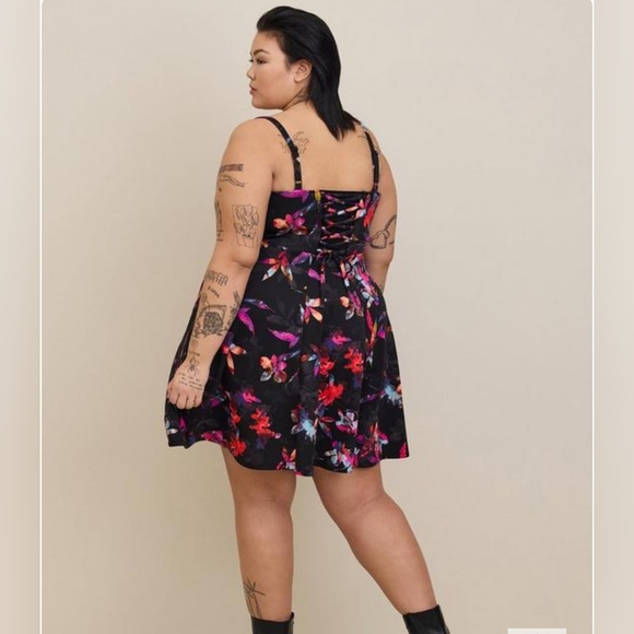 Mini Scuba Lace-Up Fit And Flare Dress - Picture 7 of 7